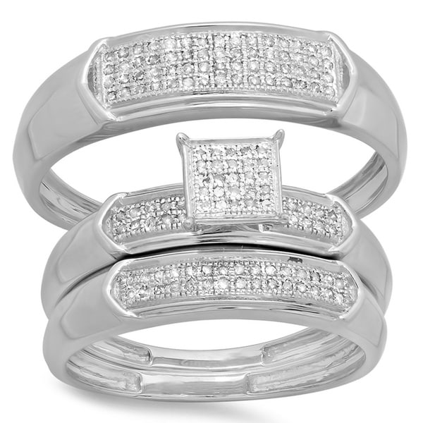 Sterling silver wedding ring trios