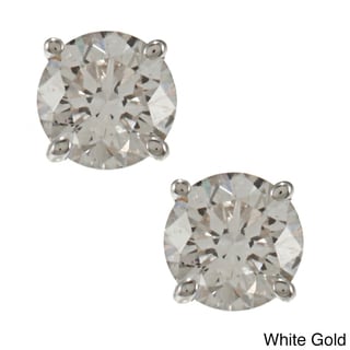 Auriya 14k Gold 0.75ct TDW Clarity-enhanced Round Diamond Stud Earrings (E-F, H-I, J-K / VS1-VS2, SI