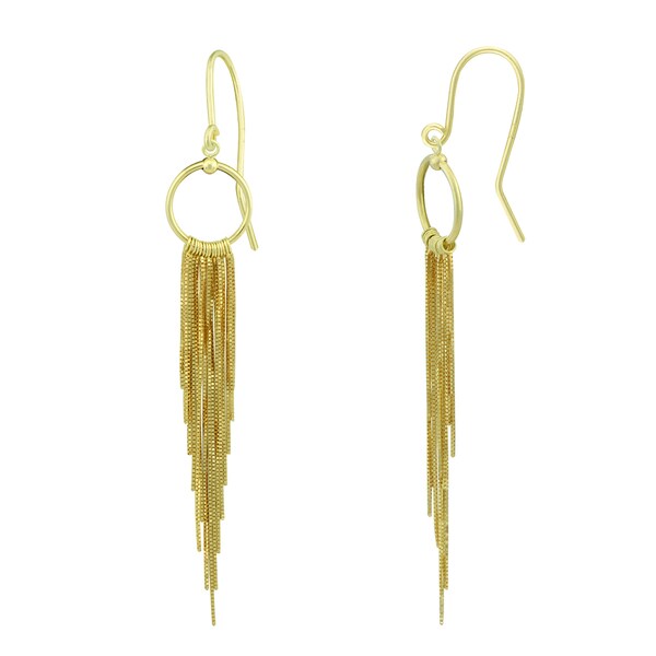 14K Yellow Gold Cascading Chain Dangle Earrings 16818185 Overstock