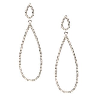 Shop La Preciosa Sterling Silver Micro Pave CZ Open Teardrop Earrings