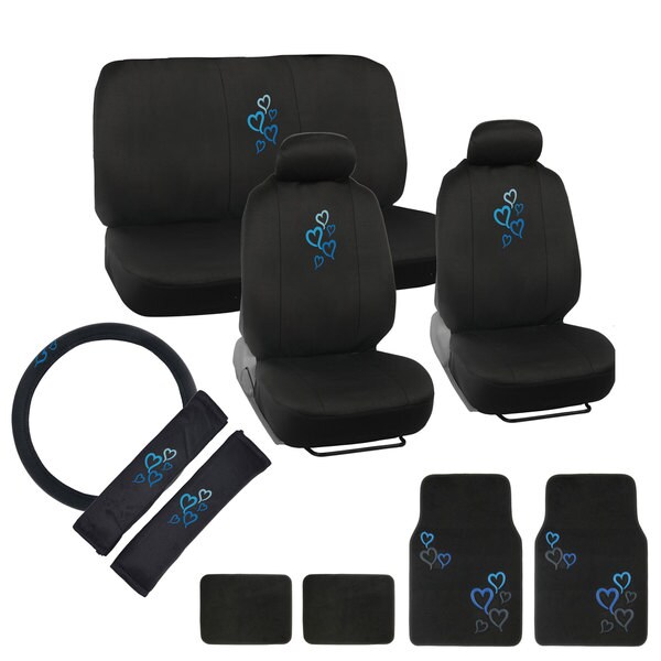 BDK Full Set Heart Love Car Seat Covers and Floor Mats Overstock