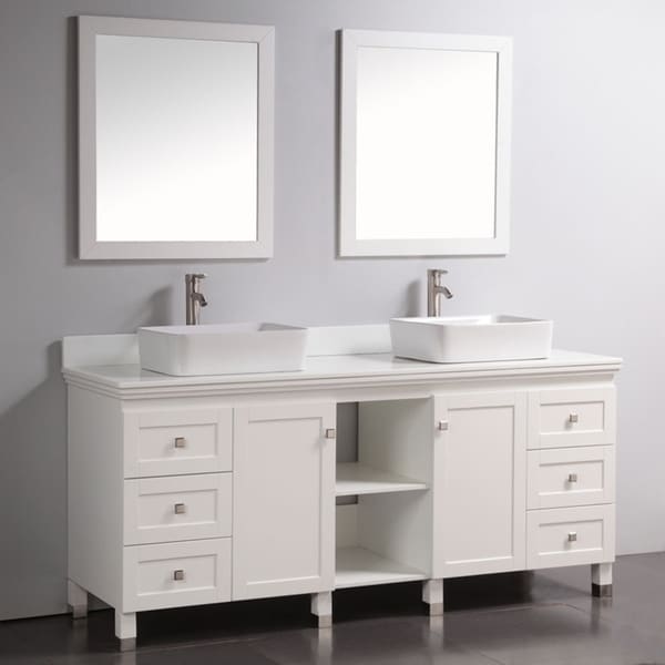 MTD Vanities Malta 71inch Double Sink Bathroom Vanity Set with Mirror 