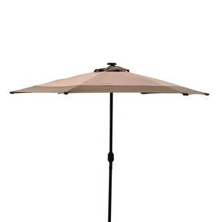 Sale Corvus 9 Foot Coffee Khaki Colored Patio Umbrella With Led Accent Lights Top Wood Table