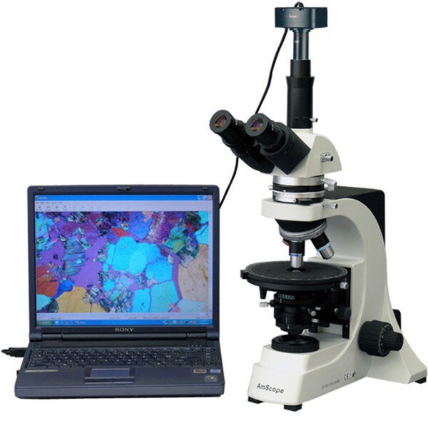 AmScope 40X-1500X Infinity Polarizing Microscope with 9MP Camera