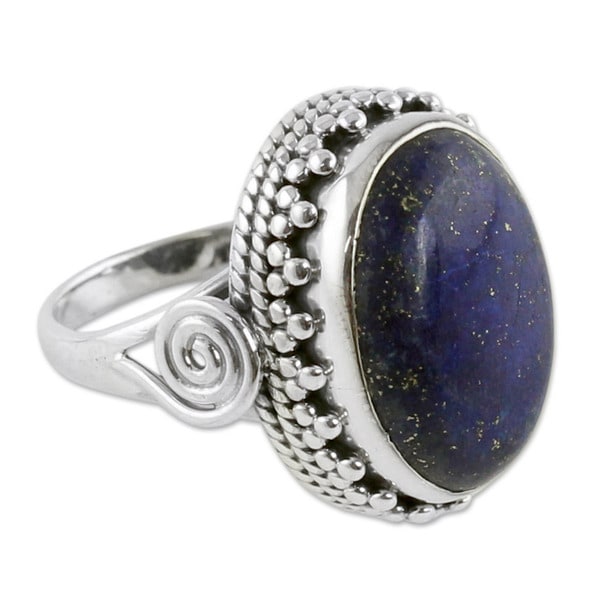 Sterling Silver 'Majestic Blue' Lapis Lazuli Ring (India)