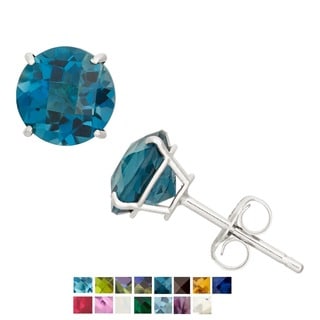Gioelli 10k White Gold 1 3/4ct TGW 6-mm Round Created Birthstone Stud Earrings