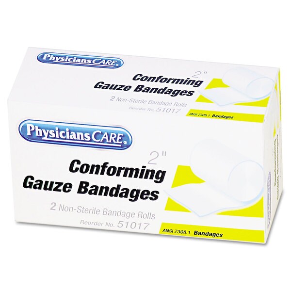 PhysiciansCare First Aid Conforming Gauze Bandage, 2" wide, 2 Rolls/Box