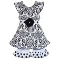 AnnLoren Boutique Girls' Black and White Damask Tunic with Long Shorts