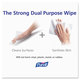 PURELL Premoistened Sanitizing Wipes, Cloth, 5.78" x 7", 100/Canister