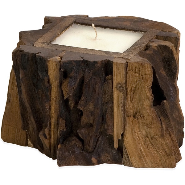 Small Teak Wood Candle