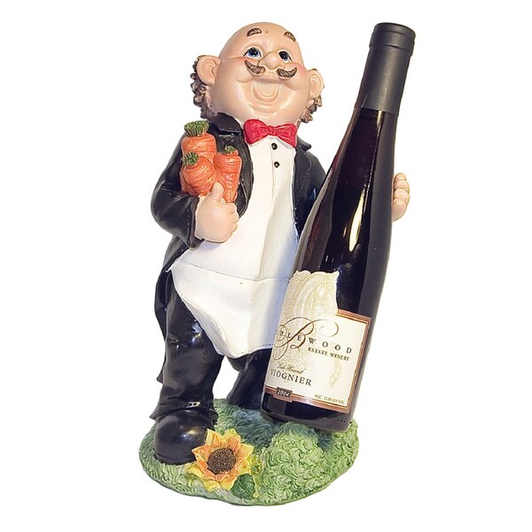 Waiter with Flower Sculpted Wine Bottle Holder
