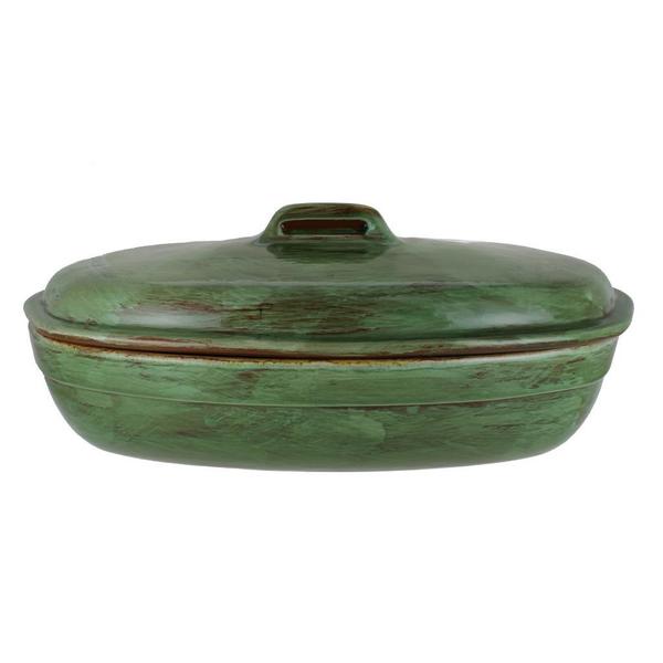 French Home 3.25 Qt Cilantro Green Stoneware Roaster with Lid