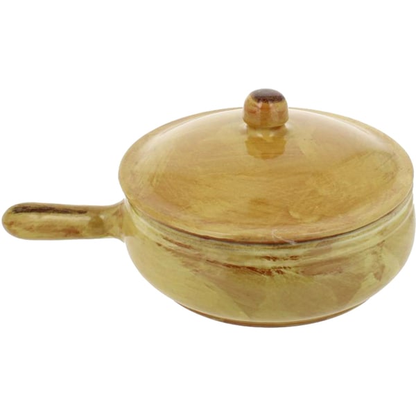 French Home Saffron Gold Italian Stoneware Frying Pan with Lid