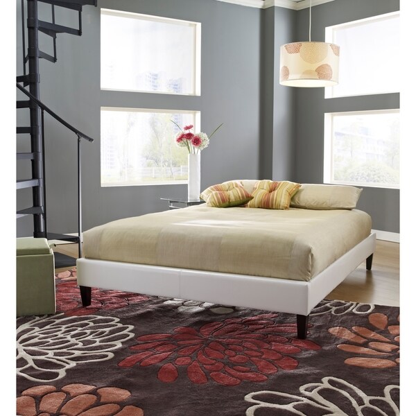 Sleep Sync Darlington Upholstered White Leather Complete Platform Bed