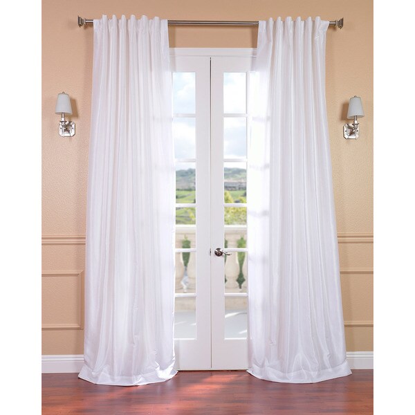 Exclusive Fabrics Ice White Vintage Faux Textured Dupioni Silk Curtain Panel 108-inch As Is Item