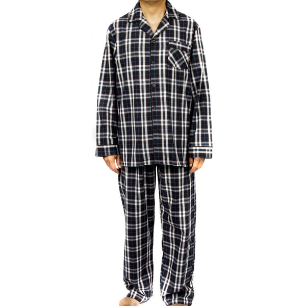 Leisureland Men's 100-percent Cotton Poplin Plaid Pajama Set - 16850294 