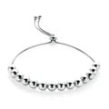 Mondevio Sterling Silver Bead Pull-string Slider Adjustable Bracelet