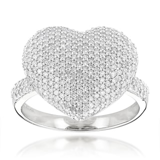 Luxurman 14k Gold 1 1/6ct TDW Pave Diamond Heart Ring (H-I, SI1-SI2)