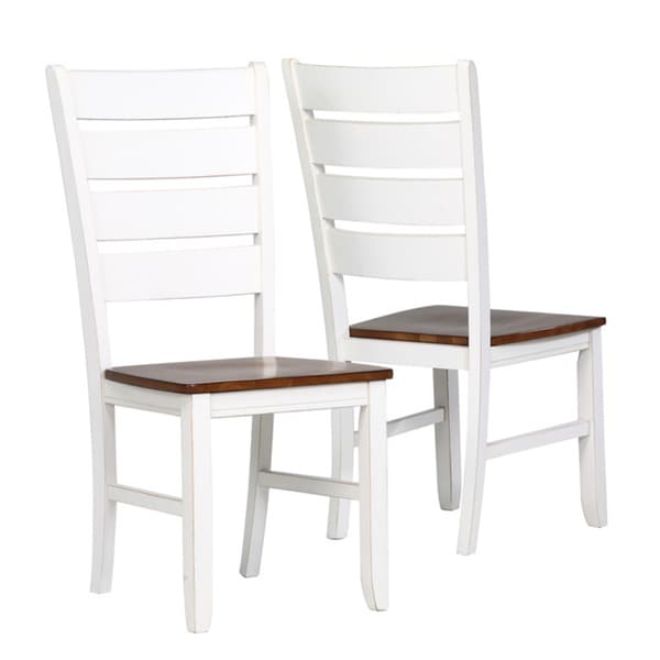 Oak Wood White Ladder Back 40-inch Side Chairs (Set of 2)