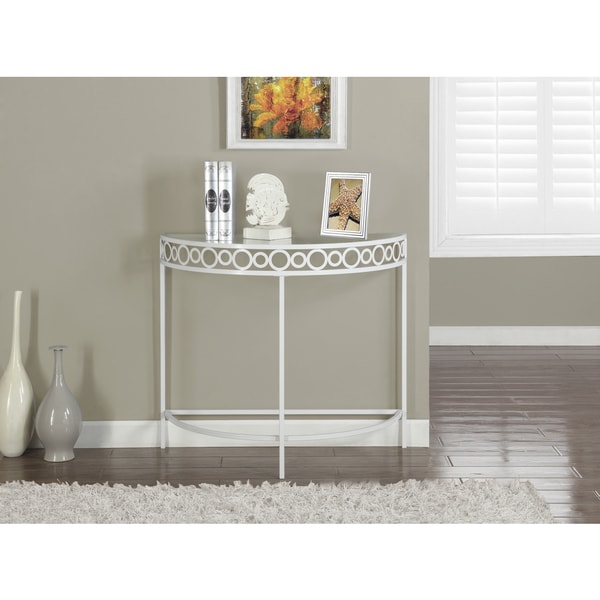 White Metal 36inch Hall Console Accent Table 16853384 Overstock