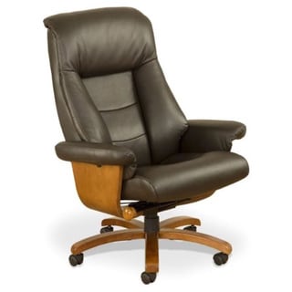 Mandal-E Espresso Top Grain Leather Swivel Office Chair