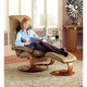 Mandel-S Sand Top Grain Leather Swivel Recliner with Ottoman