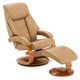 Mandel-S Sand Top Grain Leather Swivel Recliner with Ottoman