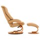 Mandel-S Sand Top Grain Leather Swivel Recliner with Ottoman
