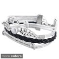 Zodaca Colorful Fashion Multistring Leather Bracelet Assessory With Silver/ Bronze Alloy Charms