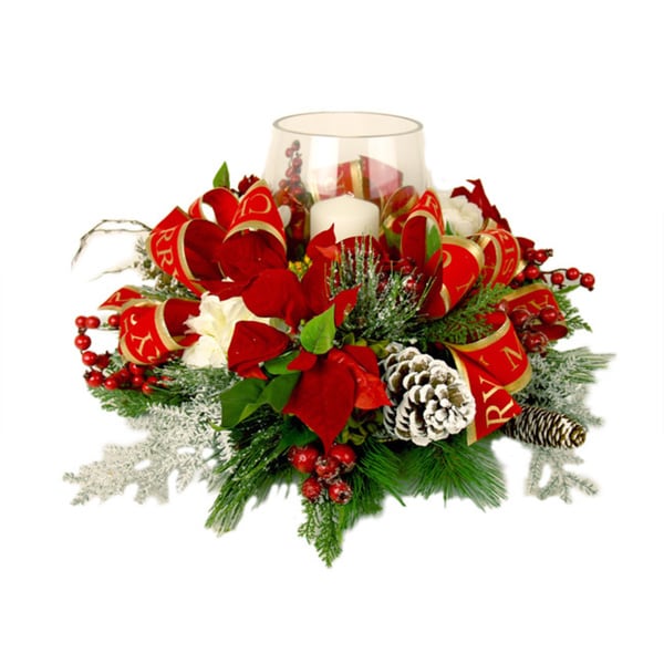 Christmas Poinsettia Candle Centerpiece Overstock™ Shopping The