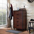Furniture of America Aurville Vintage Walnut 5-Drawer Chest