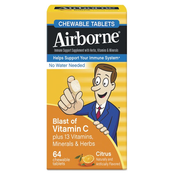 Airborne Immune Support Chewable Tablets Citrus 64 Count