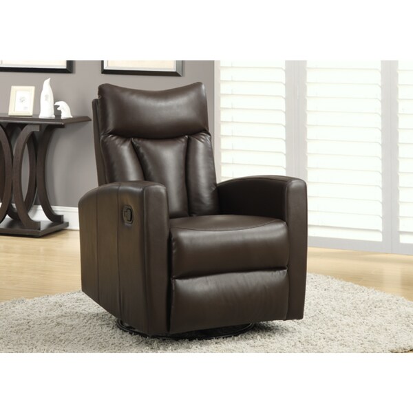 Dark Brown Bonded Leather Swivel Glider Recliner 