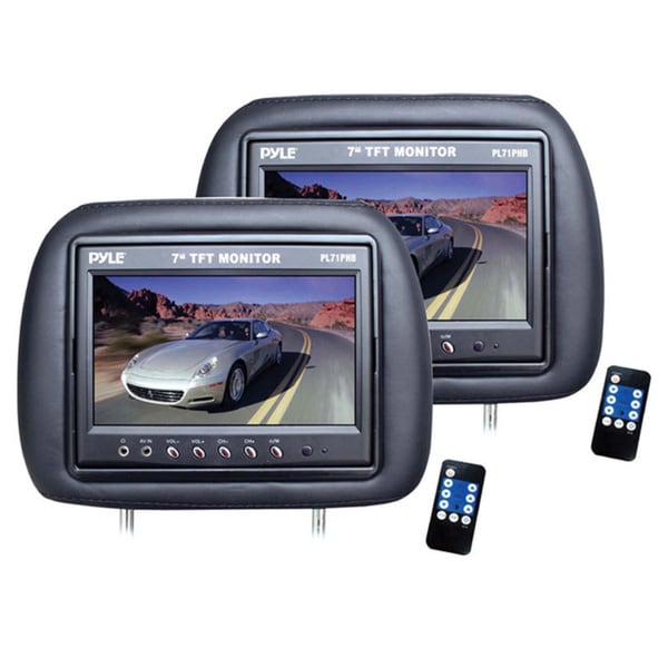 Pyle Black Dual Adjustable Headrests with Built-in 7-inch LCD Monitors (Refurbished)