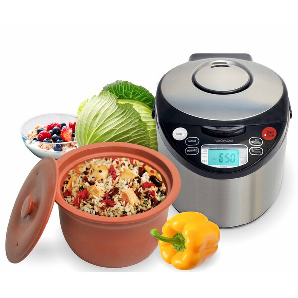 VitaClay VM7900-8 Smart Organic Multi-Cooker/Rice Cooker - Brushed Stainless Steel