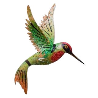 Handcrafted Iron 'Little Emerald Hummingbird' Wall Sculpture (Mexico)