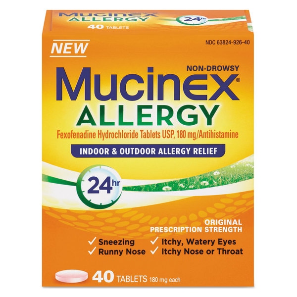 Mucinex Allergy Relief 180 mg Tablets 40 Count