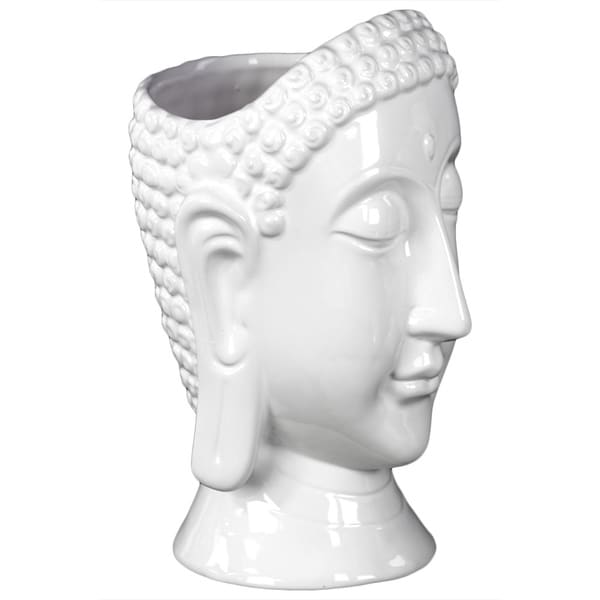 Gloss White Ceramic Buddha Head Vase Overstock Shopping Great Deals