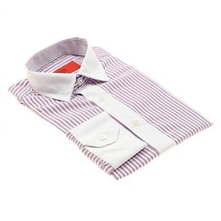 Elie Balleh Men's Slim Fit Neutral Striped Dress Shirt
