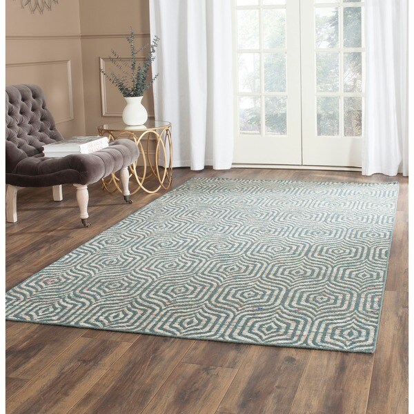 Safavieh HandWoven Straw Patch Blue/ Multi Wool/ Cotton Rug (8' x 10