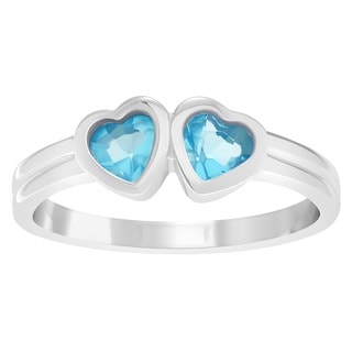Journee Collection Children's Sterling Silver Cubic Zirconia Heart Ring