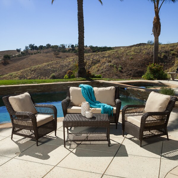Christopher Knight Home Palermo 4piece Outdoor Wicker Set Overstock