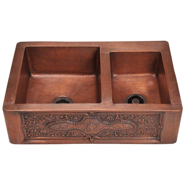 ... Rockwell Farmhouse Apron Front Double Bowl 33-inch Copper Kitchen Sink