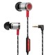 Oblanc Red Art of Sound In-Ear Ear Bud Headphones with Strong Woven Cable Cords, In-Line Microphone