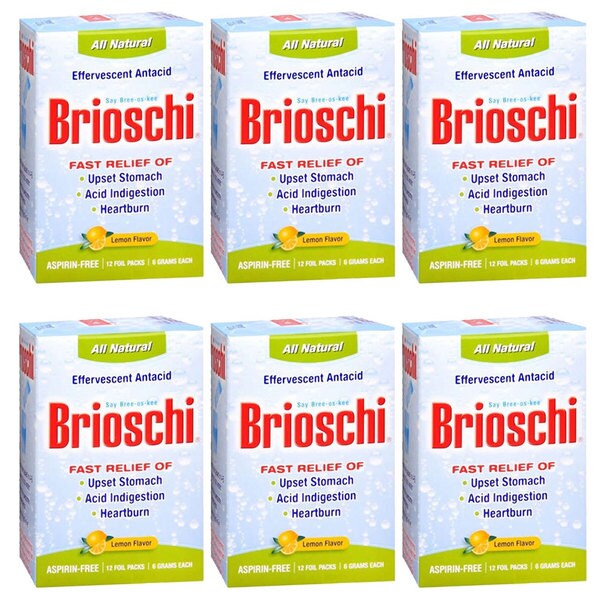 Brioschi Effervescent Antacid 12 Foil Packs (Pack of 6) Overstock