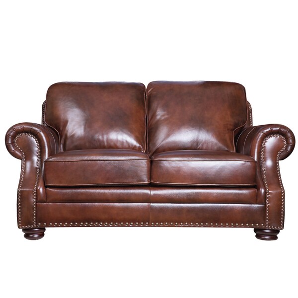 ABBYSON LIVING Kensington Handrubbed Top Grain Leather Loveseat