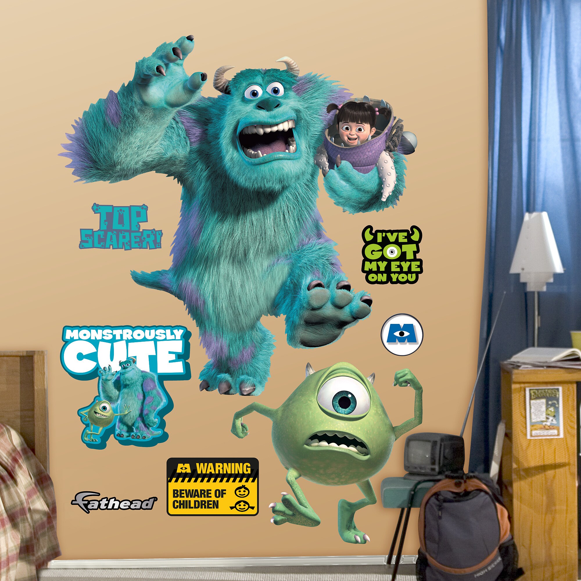 Monsters Inc Giant Mike Wazowski Peel and Stick Wall Decals   14973632