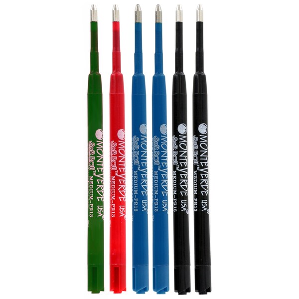 Monteverde Refill for Parker Ball Pens (Medium, 2 Black, 2 Blue, 1 Red, 1 Green)