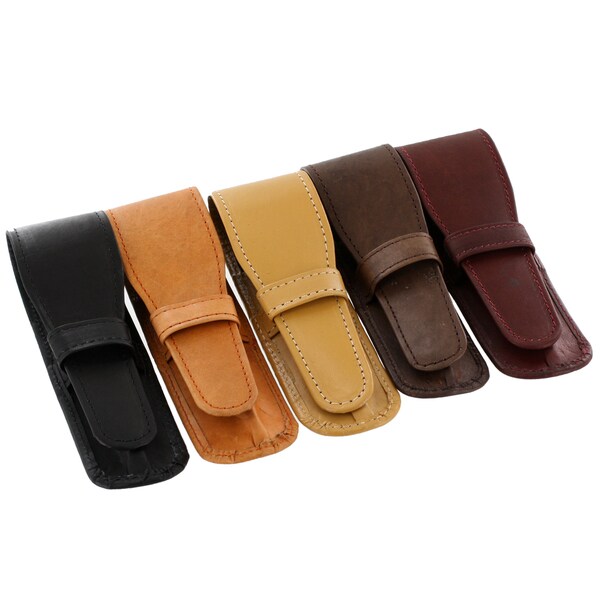 Genuine Leather Single Leather Pen (Case Pouches Assorted, 10/Pack)