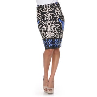 White Mark Women's Medallion Print Victoria Pencil Skirt